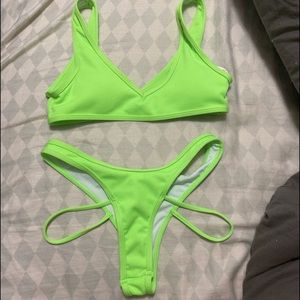neon green haute swimwear bikini